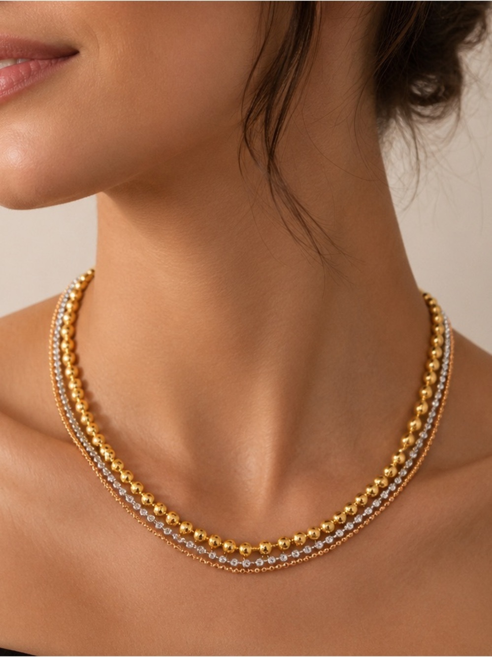 Elegant Gold Beaded Double-Row Necklace
